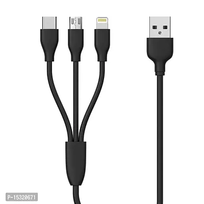 Siwi 3-in-1 Charging Cable for Black Bear B6 Royal / B 6 Royal USB Cable 3-in-1 Multi Quick Charge Fast Charging Charger Cable for All Micro USB, iPh and Type-C Devices (3.1 Amp, 1 Meter/3.3 Feet, BM2, Black)