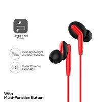 Siwi Earphone for Vivo Y21 2021 Earphones Original Like Wired Noise Cancellation In-Ear Headphones Stereo Deep Bass Head Hands-free Headset Earbud With Built in-line Mic, Call Answer/End Button, Music 3.5mm Aux Audio Jack (TL, Black/Red)-thumb1