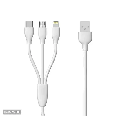 Siwi 3-in-1 Charging Cable for Honor X8 / X 8 USB Cable 3-in-1 Multi Quick Charge Fast Charging Charger Cable for All Micro USB, iPh and Type-C Devices (3.1 Amp, 1 Meter/3.3 Feet, WM2, White)