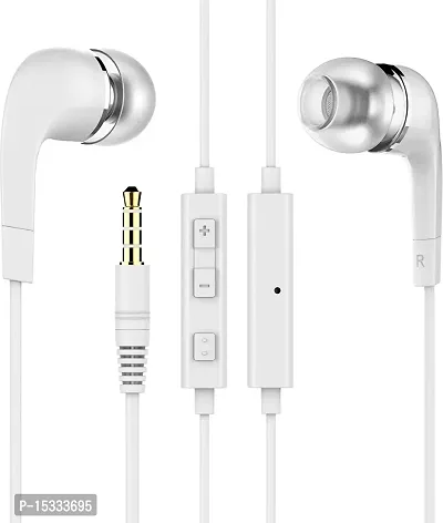 Siwi Earphone for OPPO F19 Pro Earphones Original Like Wired Noise Cancelling In-Ear Headphones Stereo Deep Bass Head Hands-free Headset Earbud With Built in-line Mic, Call Answer/End Button, Music 3.5mm Aux Audio Jack (YR11, White)-thumb0
