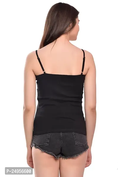 BLACK ME Women's Cotton Spaghetti/Camisole/Slips (XX-Large, Black)-thumb4