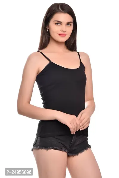 BLACK ME Women's Cotton Spaghetti/Camisole/Slips (XX-Large, Black)-thumb3