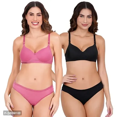 Buy BLACK ME Women's Padded Honeymoon Bra and Panty Set for Girls Women's  (BM-COMBO-01-38-XL, Purple, Black, XL) Set of 2 Online In India At  Discounted Prices