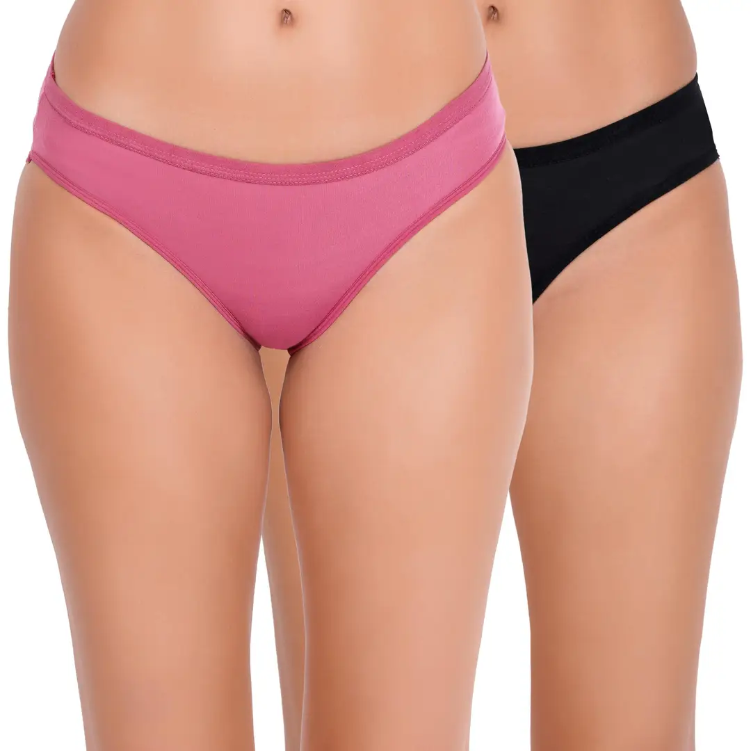 Buy BLACK ME Cotton Stretch Mid Waist Bikini Panty for Women Daily Use with  Outer Elastic N-Fresh Anti-Microbial Pack of 2 - Lowest price in India