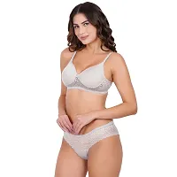 BLACK ME Women's Light Padded Lace Work Honeymoon Bra and Panty Set for Girls Women's (BM-CLC00034-32-S, White, S) Set of 1-thumb2