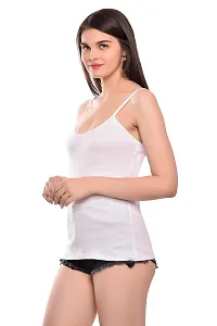 BLACK ME Women's Cotton Spaghetti/Camisole/Slips (Medium, White)-thumb1