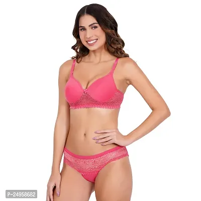 Buy BLACK ME Women's Light Padded Lace Work Honeymoon Bra and Panty Set for Girls  Women's (BM-CLC00008-34-M, Pink, M) Set of 1 Online In India At Discounted  Prices