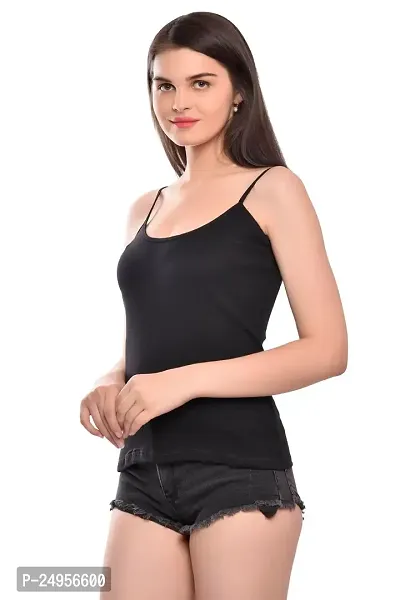 BLACK ME Women's Cotton Spaghetti/Camisole/Slips (XX-Large, Black)-thumb2