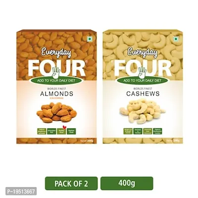 Hema Dry Fruits Combo Almonds 200G + Cashew Nuts 200G  Combo Pack-thumb0