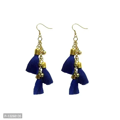 TIARAA Girl's Alloy Tassel Hanging Earrings (Blue)