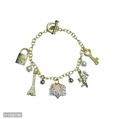 Tiaraa Pink Love Charm Bead Pearl Fashion Bracelet