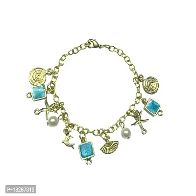 TIARAA Blue Charm Sea Beads Pearl Charm Bracelet-thumb0