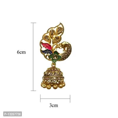 Tiaraa Stylish Traditional Jewellery Gold Plated Jhumkis Earrings for Women-thumb2