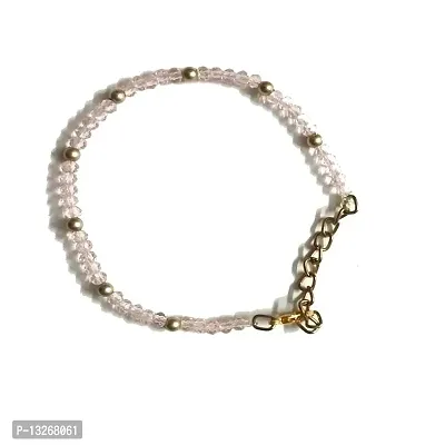 Tiaraa Pink Alloy Beads Bracelets with Stones for Girls-thumb0