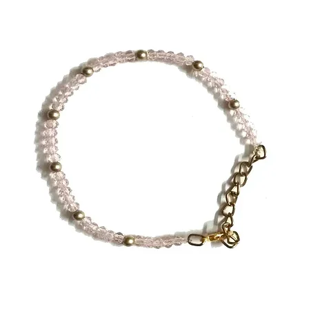 Tiaraa Pink Alloy Beads Bracelets with Stones for Girls