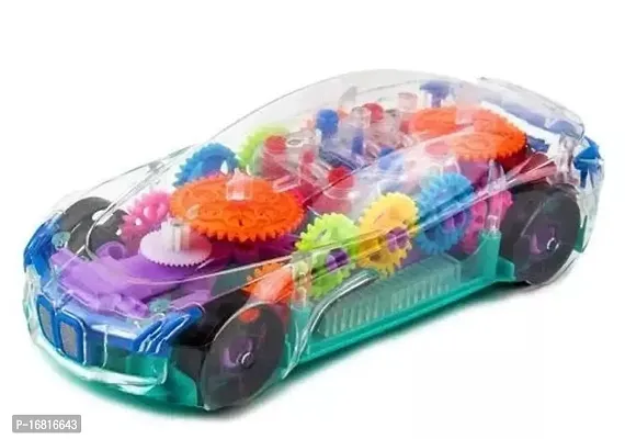 Exciting Transparent Electric Mechanical Gear Car Toy With Colorful Lights Music Bump And Go Action And Led Effects Perfect For Boys And Girls-thumb0