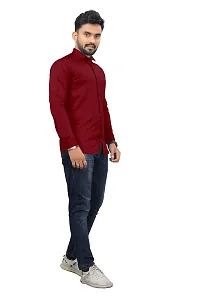 SR Enterprise Men's Cotton Solid Full Sleeve Casual Spread Collared Shirt (Maroon) (Size:- X-Large)-thumb4