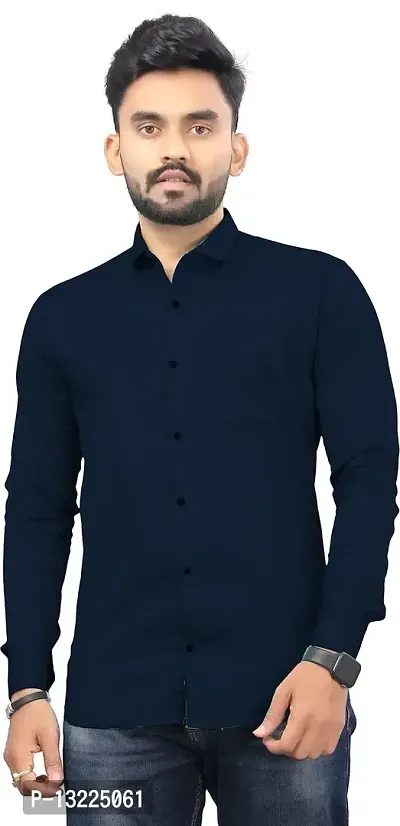 SR Enterprise Men's Cotton Solid Full Sleeve Casual Spread Collared Shirt