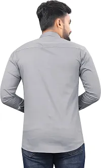 SR Enterprise Men's Cotton Solid Full Sleeve Casual Spread Collared Shirt (Grey) (Size:- XX-Large)-thumb1