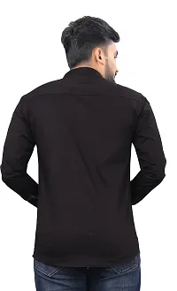 SR Enterprise Men's Cotton Solid Full Sleeve Casual Spread Collared Shirt (Black) (Size:- XX-Large)-thumb1