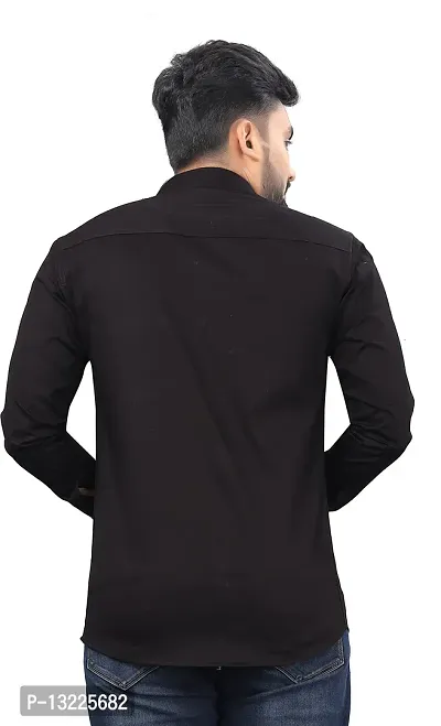 SR Enterprise Men's Cotton Solid Full Sleeve Casual Spread Collared Shirt (Black) (Size:- XX-Large)-thumb2