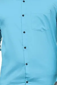 SR Enterprise Men's Cotton Solid Full Sleeve Casual Spread Collared Shirt (Light Blue) (Size:- Large)-thumb2