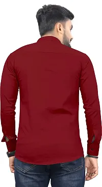 SR Enterprise Men's Cotton Solid Full Sleeve Casual Spread Collared Shirt (Maroon) (Size:- X-Large)-thumb1