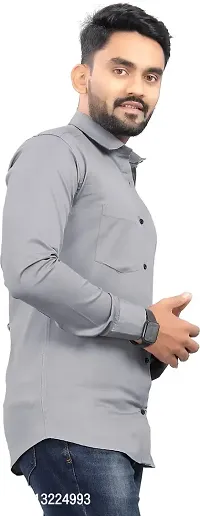 SR Enterprise Men's Cotton Solid Full Sleeve Casual Spread Collared Shirt (Grey) (Size:- XX-Large)-thumb4