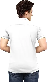 SR Enterprise Men's Lycra Blend Solid Half Sleeve Casual Spread Collared Shirt {White} {Size:- X-Large}-thumb1