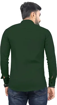 SR Enterprise Men's Cotton Solid Full Sleeve Casual Spread Collared Shirt (Green) (Size:- X-Large)-thumb1