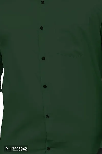 SR Enterprise Men's Cotton Solid Full Sleeve Casual Spread Collared Shirt (Green) (Size:- X-Large)-thumb5