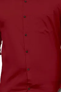 SR Enterprise Men's Cotton Solid Full Sleeve Casual Spread Collared Shirt (Maroon) (Size:- X-Large)-thumb3