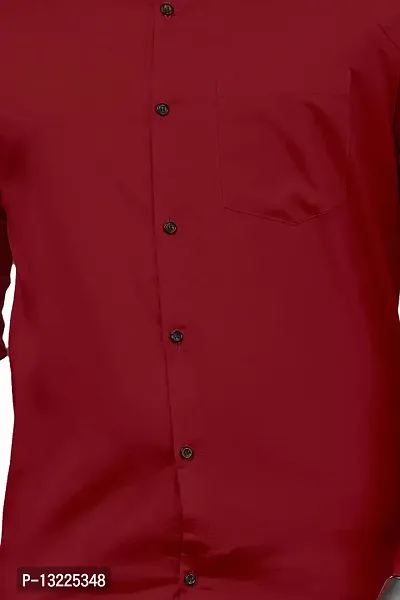 SR Enterprise Men's Cotton Solid Full Sleeve Casual Spread Collared Shirt (Maroon) (Size:- X-Large)-thumb4