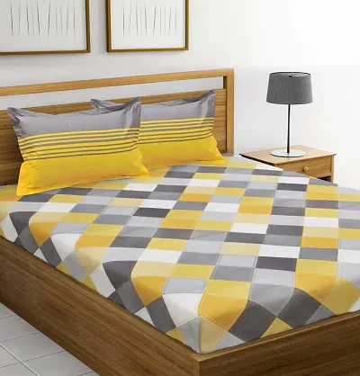 Printed Double Bedsheet with 2 Pillow Cover