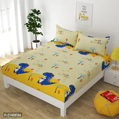 Comfortable Cotton Printed Queen Bedsheet with Pillow Covers-thumb0