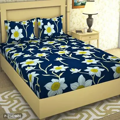 Comfortable Microfiber Printed Queen Bedsheet with Pillow Covers-thumb0