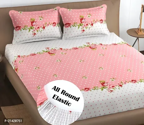 Comfortable Microfiber Printed Queen Bedsheet with Pillow Covers-thumb0