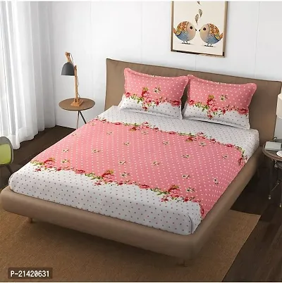 Comfortable Microfiber Printed Queen Bedsheet with Pillow Covers-thumb0