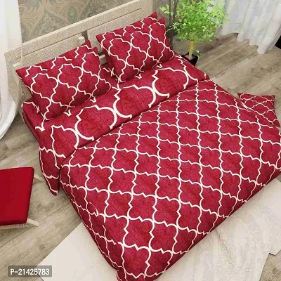 Comfortable Microfiber Double Size 1 Bedsheet With 2 Pillowcovers-thumb0