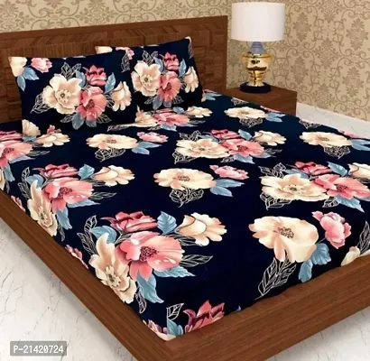 Comfortable Cotton Printed Queen Bedsheet with Pillow Covers-thumb0