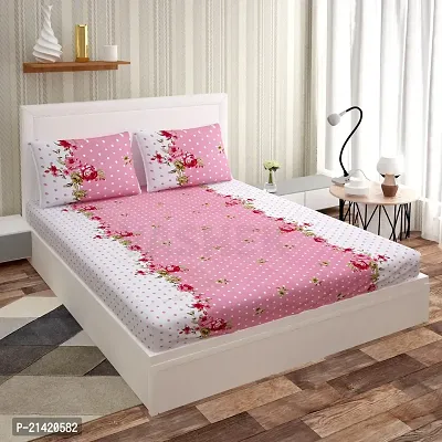 Comfortable Microfiber Printed Queen Bedsheet with Pillow Covers