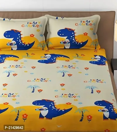 Comfortable Microfiber Printed Queen Bedsheet with Pillow Covers