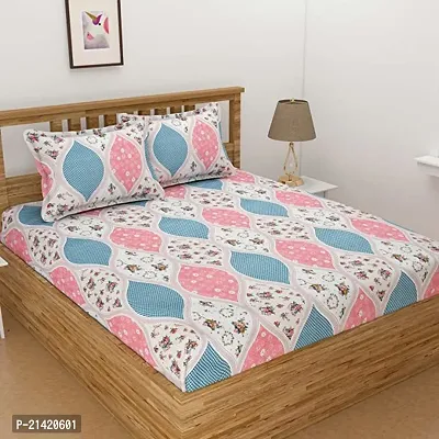 Comfortable Polycotton Printed Queen Bedsheet with Pillow Covers-thumb0