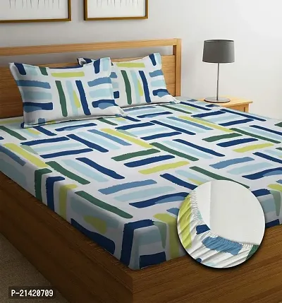 Comfortable Polycotton Printed Queen Bedsheet with Pillow Covers-thumb0