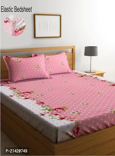 Comfortable Microfiber Printed Queen Bedsheet with Pillow Covers-thumb0