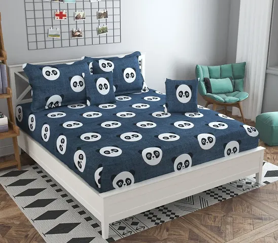 Printed Glace Cotton Double Bedsheet with Pillow Cover