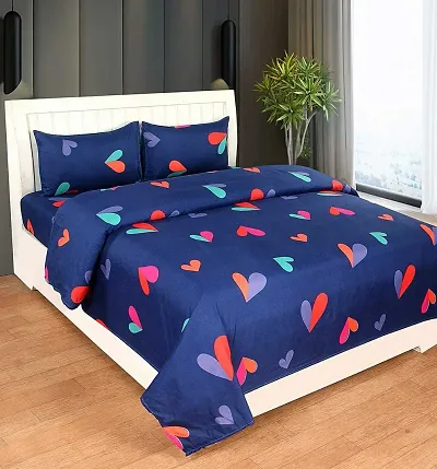 Printed Glace Cotton Double Bedsheet with 2 Pillow Cover