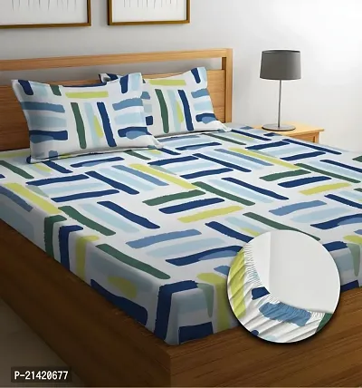 Comfortable Microfiber Printed Queen Bedsheet with Pillow Covers-thumb0