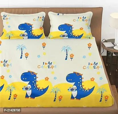 Comfortable Microfiber Printed Queen Bedsheet with Pillow Covers