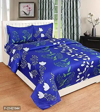 Comfortable Polycotton Double Size 1 Bedsheet With 2 Pillowcovers-thumb0